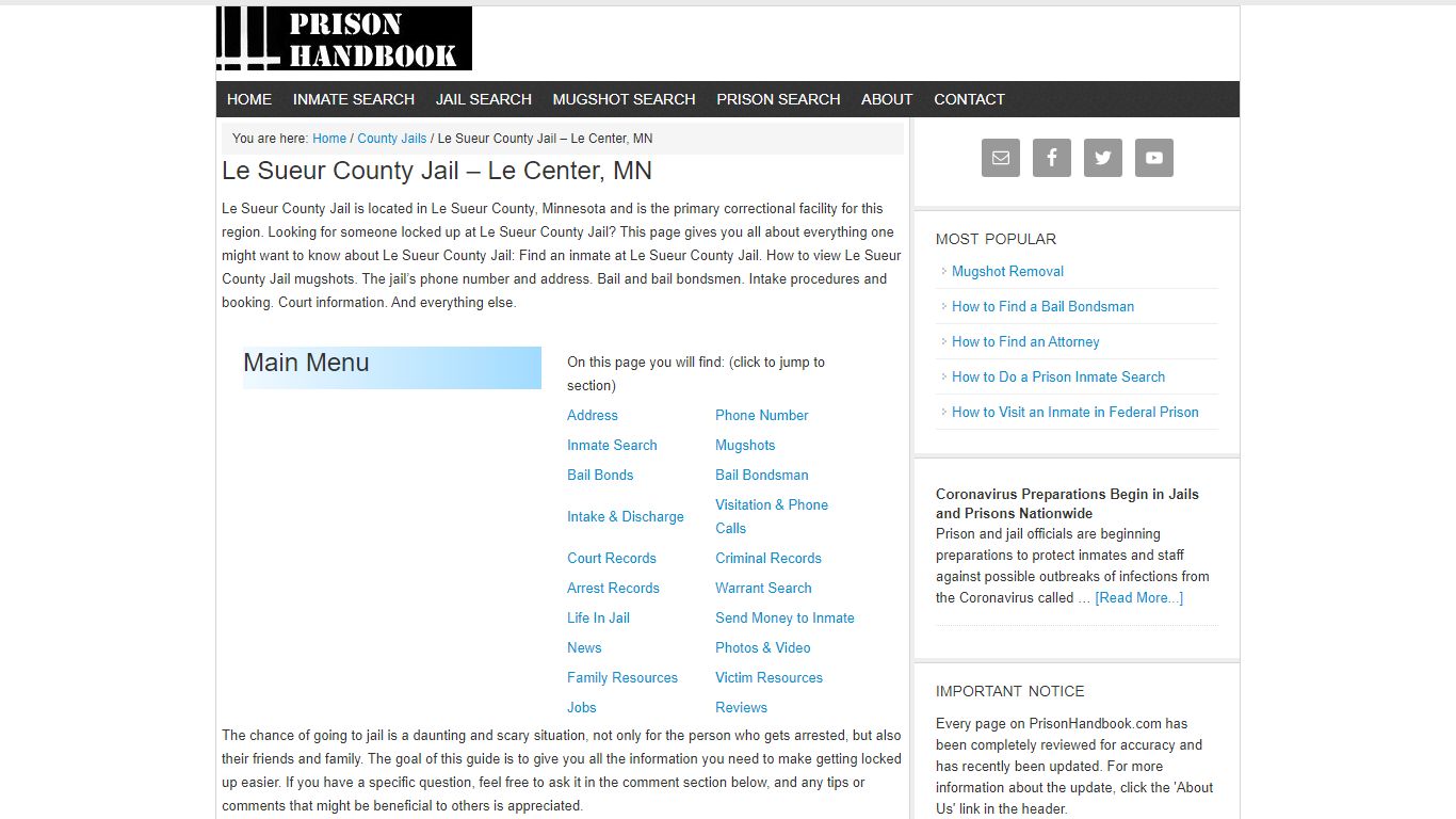 Le Sueur County Jail – Le Center, MN - Prison Handbook